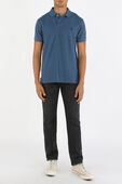 תמונת כל הלוק של Short Sleeves Knit Polo Shirt in Royal Blue